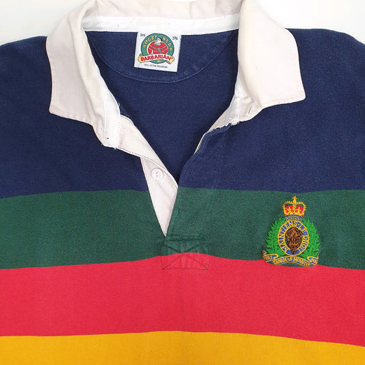 Mens Navy Barbarian Rugby RCMP Royal Canadian Mounted Police Crewneck Polo Shirt