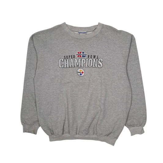 Mens Grey Reebok Pittsburgh Steelers Super Bowl Champions NFL Vintage 00s Crewneck Jumper