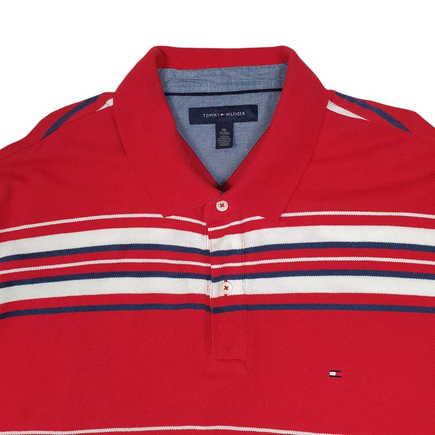 Mens Red Tommy Hilfiger  Hoodie Polo Shirt
