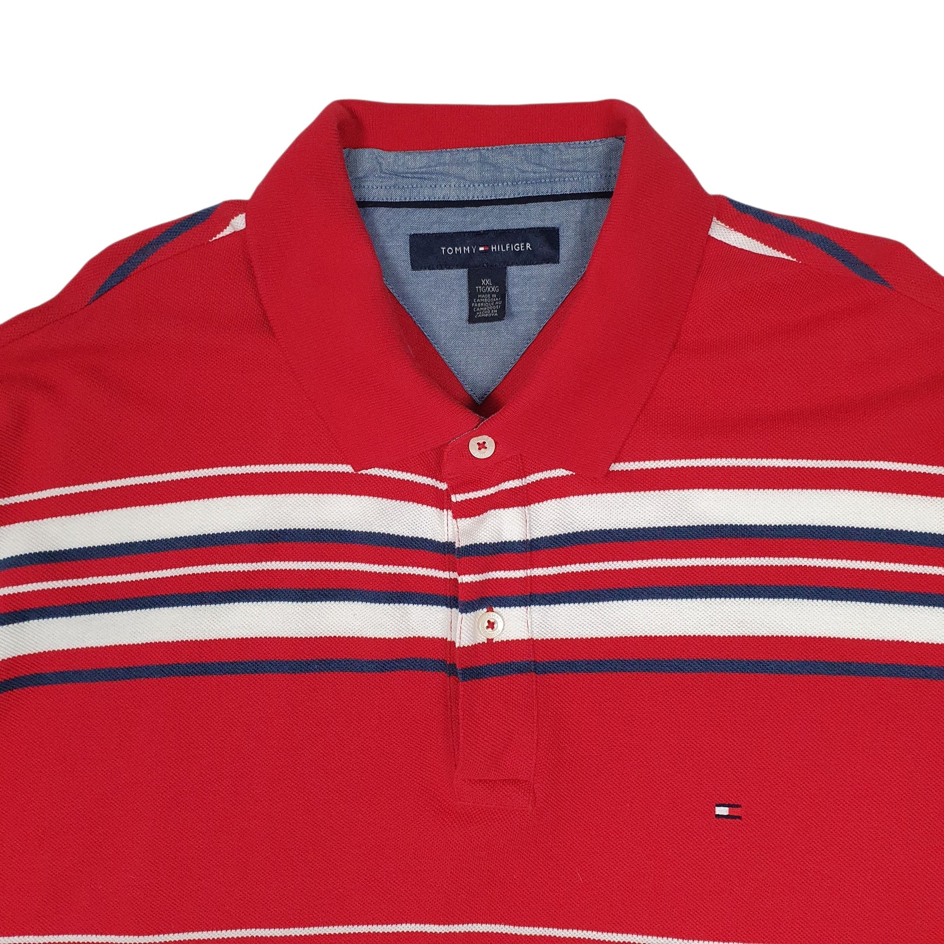 Mens Red Tommy Hilfiger  Hoodie Polo Shirt