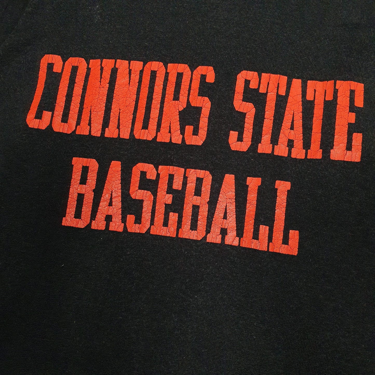 Mens Black Champion Vintage 80s Connors State Baseball Jersey Shirt Crewneck Jumper