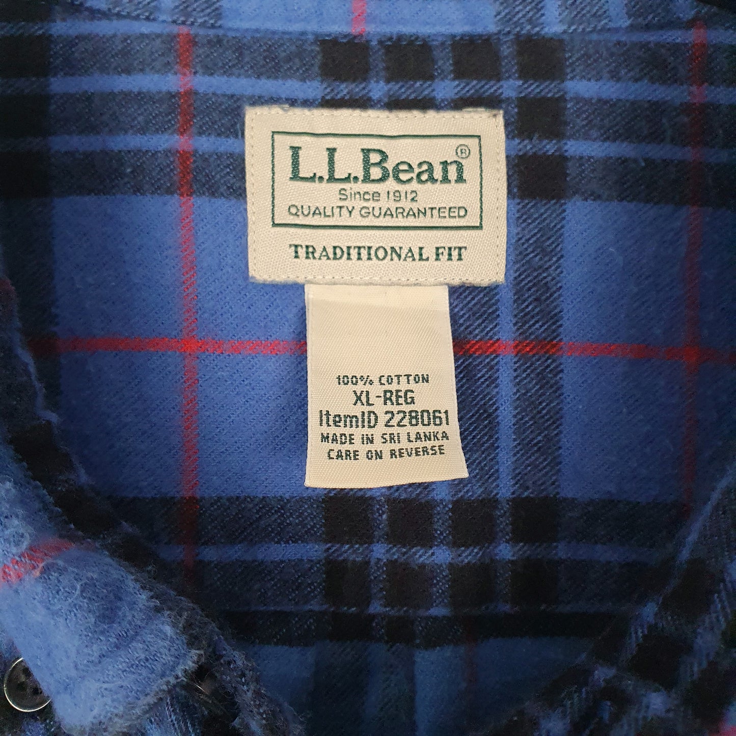 Mens Blue L.L.Bean Chamois Flannel  Shirt