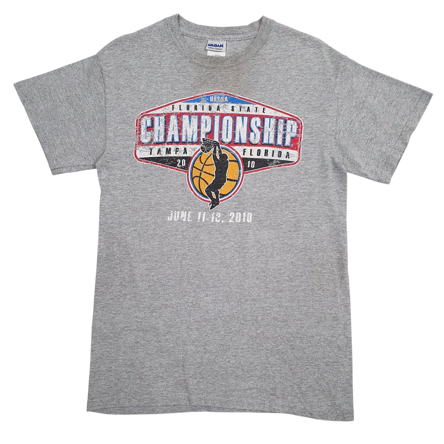 Mens Grey Gildan Basketball Tampa Florida Short Sleeve T Shirt