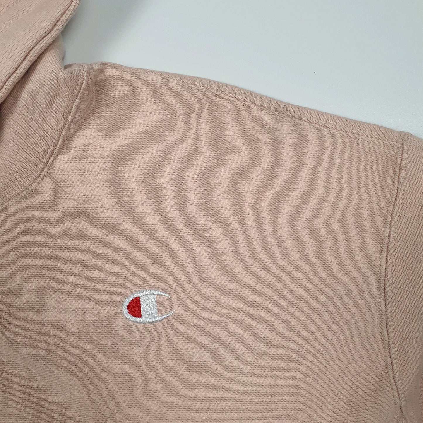 Womens Pink Champion Reverse Weave Crop Top Hoodie Jumper