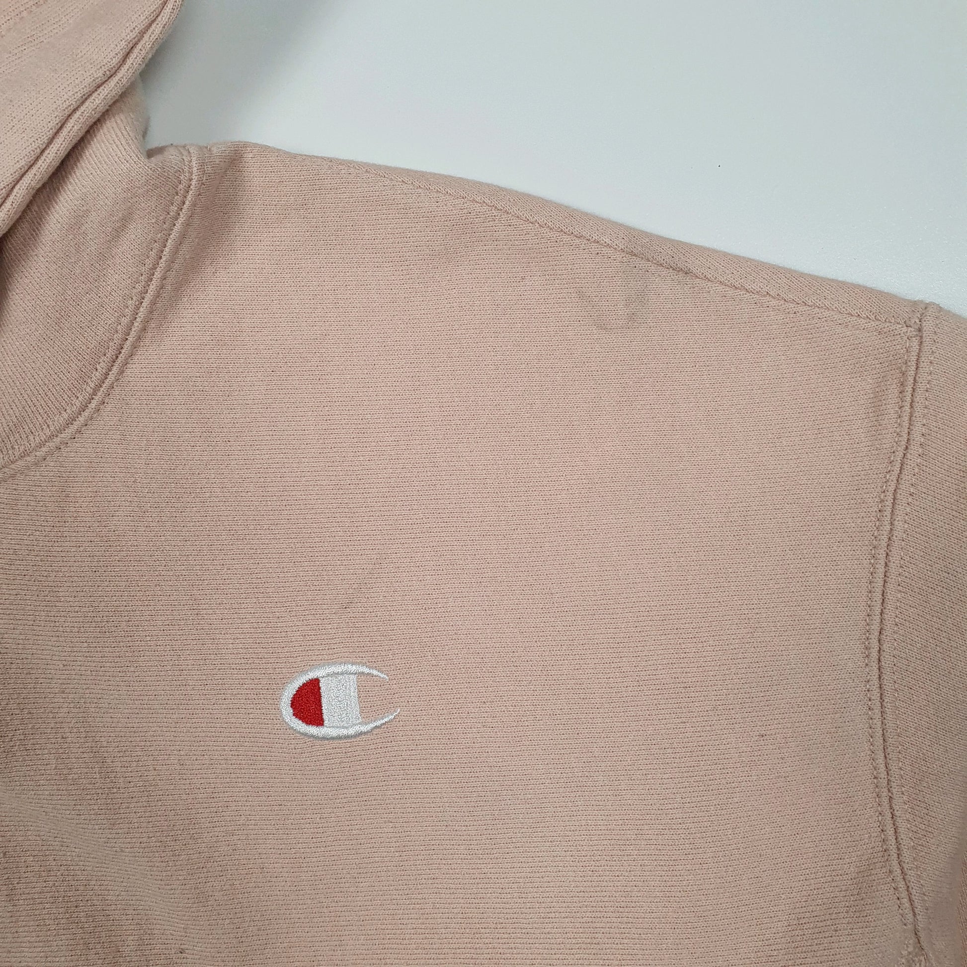 Womens Pink Champion Reverse Weave Crop Top Hoodie Jumper