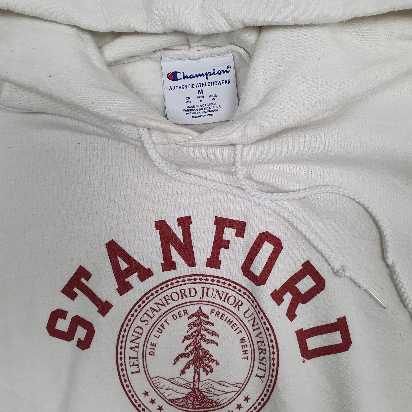 Mens White Champion Stanford Hoodie Jumper