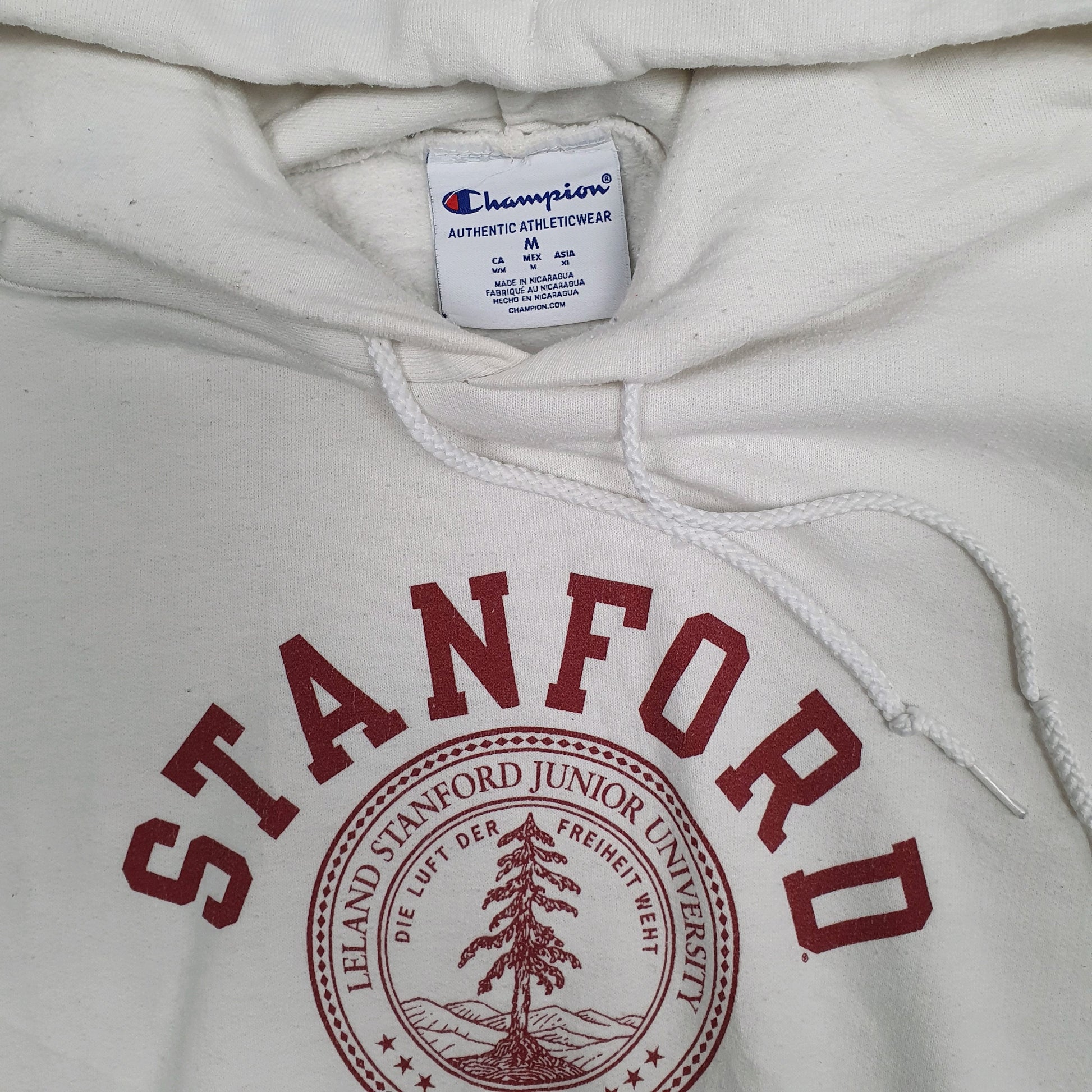 Mens White Champion Stanford Hoodie Jumper