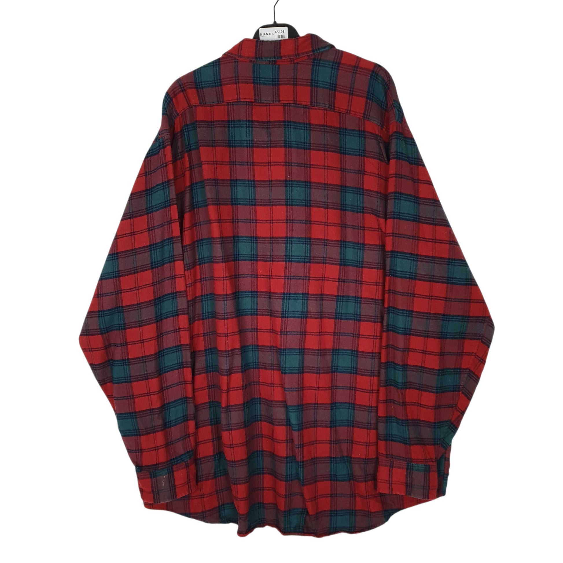 Mens Red L.L.Bean Vintage 90s Scotch Plaid Flannel  Shirt