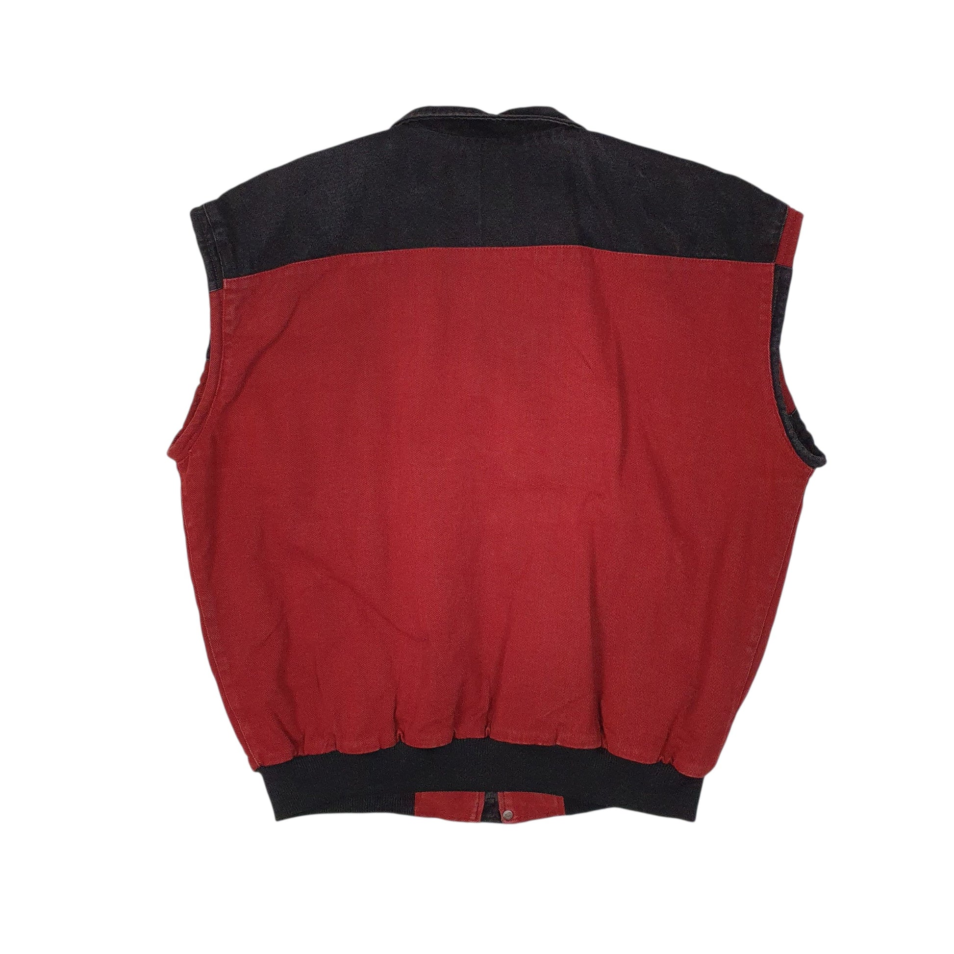 Mens Red Gensen Vintage 90s Padded Vest Bodywarmer Gilet  Coat