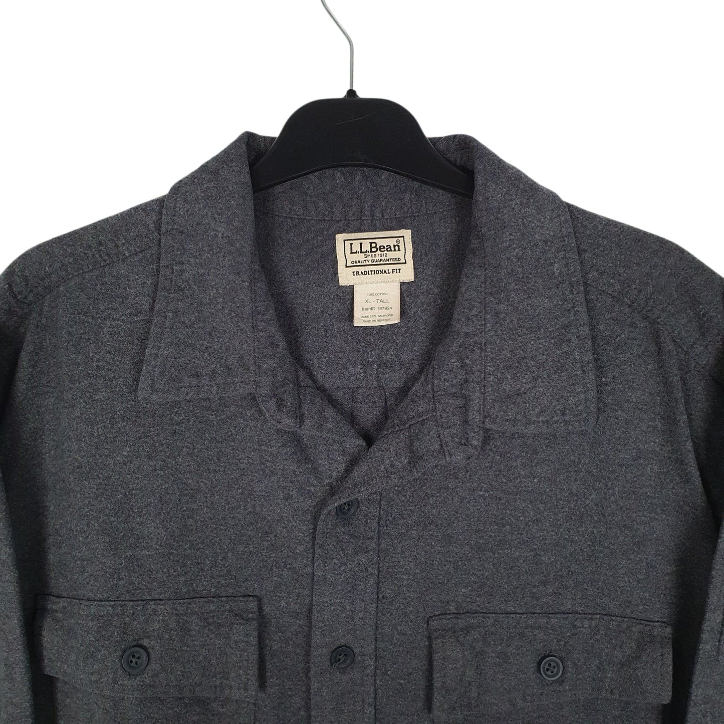 Mens Grey L.L.Bean Thick Chamois  Shirt