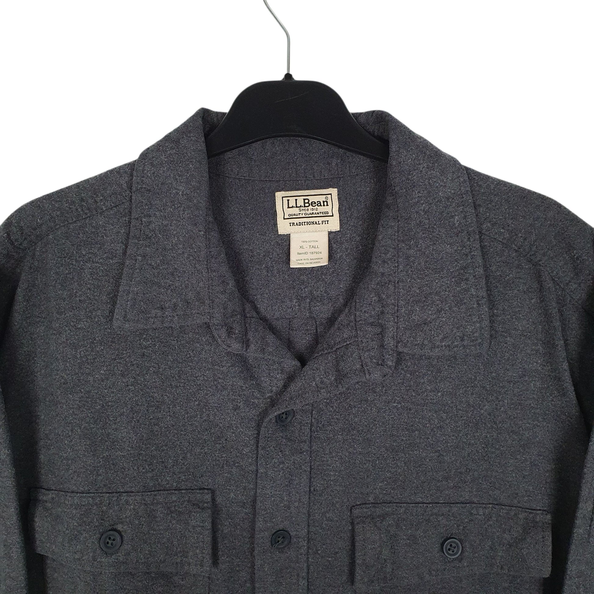 Mens Grey L.L.Bean Thick Chamois  Shirt
