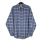 Mens Blue L.L.Bean Corduroy Flannel Plaid Long Sleeve Shirt