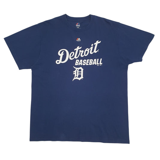 Mens Navy Majestic MLB Detroit Tigers Short Sleeve T Shirt