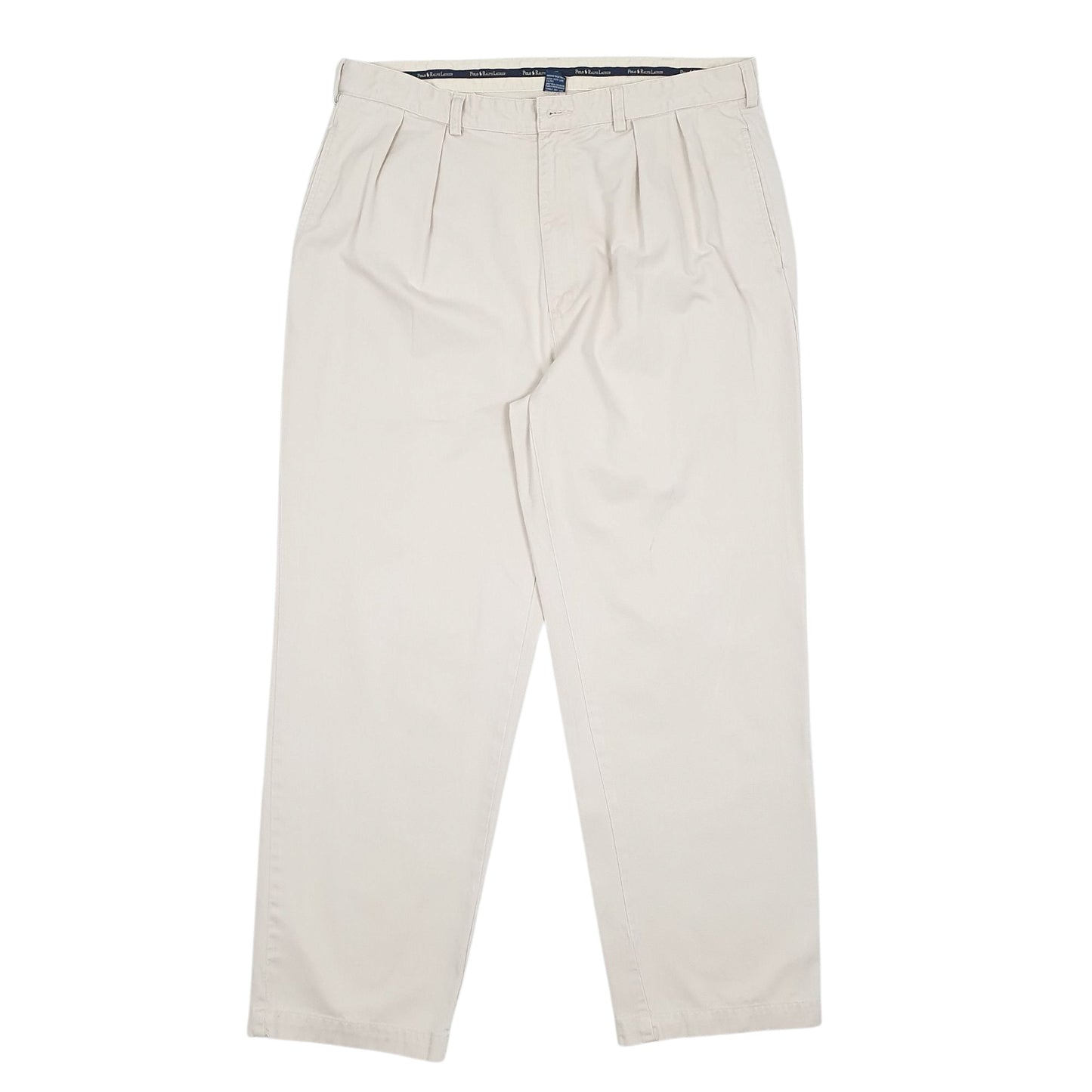 Mens Cream Polo Ralph Lauren Andrew Pant Pleated 90s Chino Trousers
