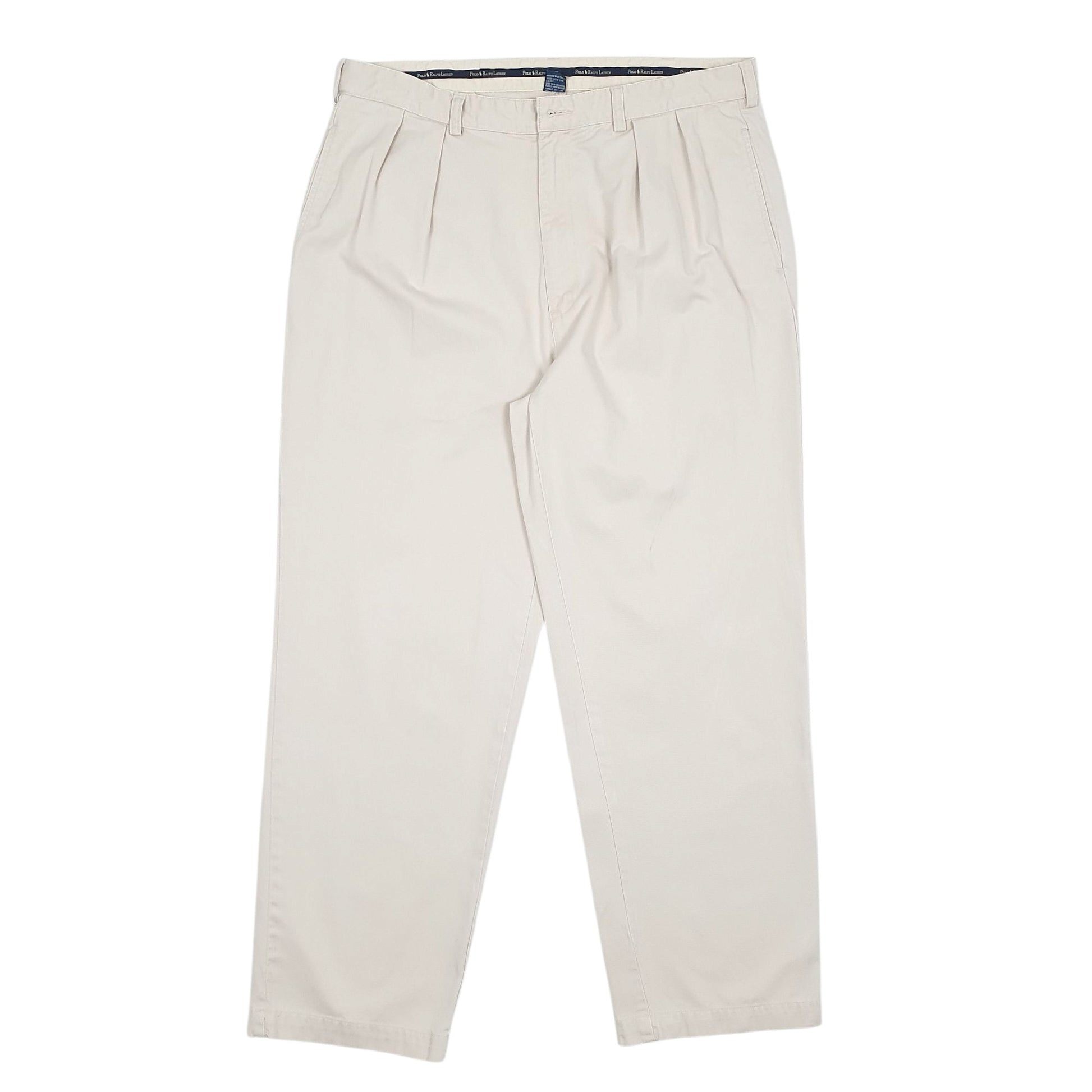 Mens Cream Polo Ralph Lauren Andrew Pant Pleated 90s Chino Trousers