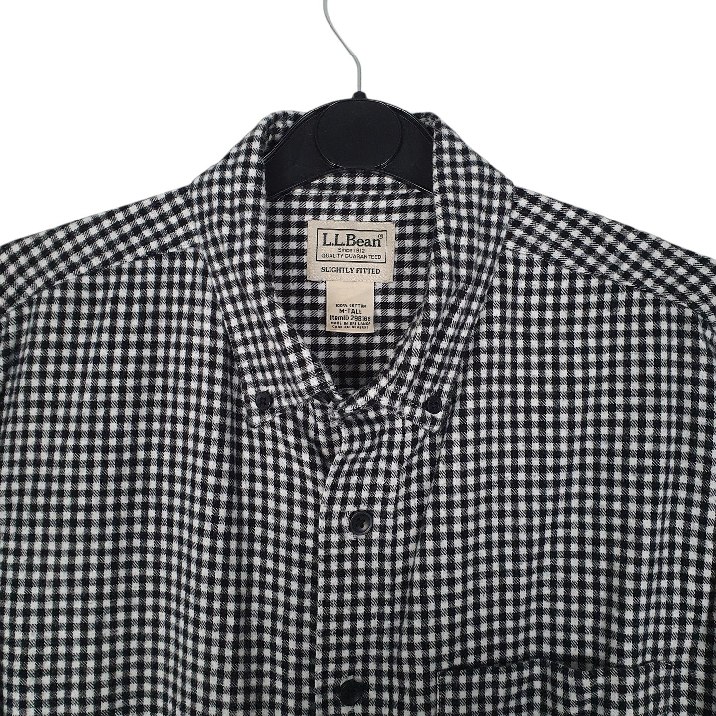 Mens Grey L.L.Bean Scotch Plaid Flannel Tall  Shirt