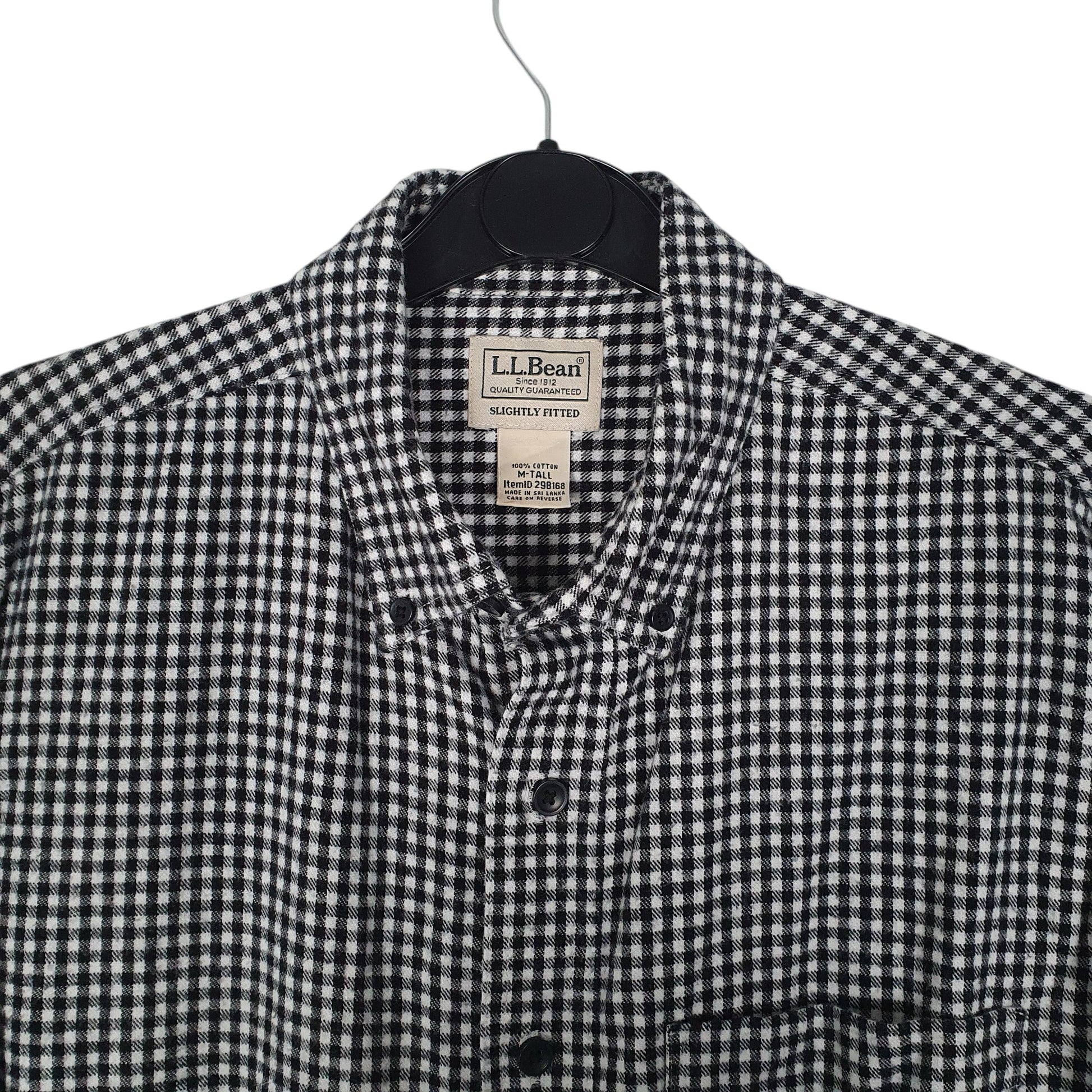 Mens Grey L.L.Bean Scotch Plaid Flannel Tall  Shirt