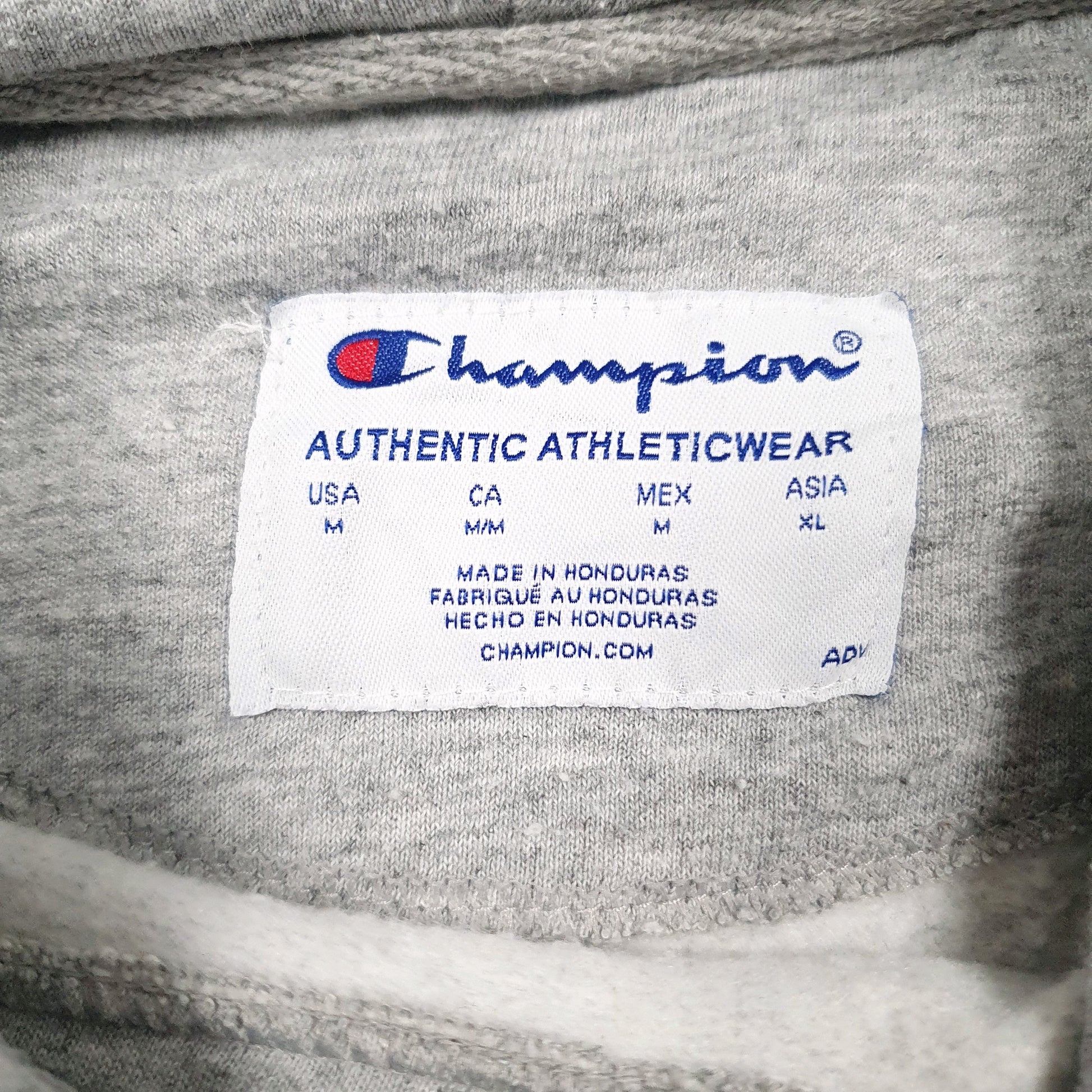 Mens Grey Champion Spellout Hoodie Jumper