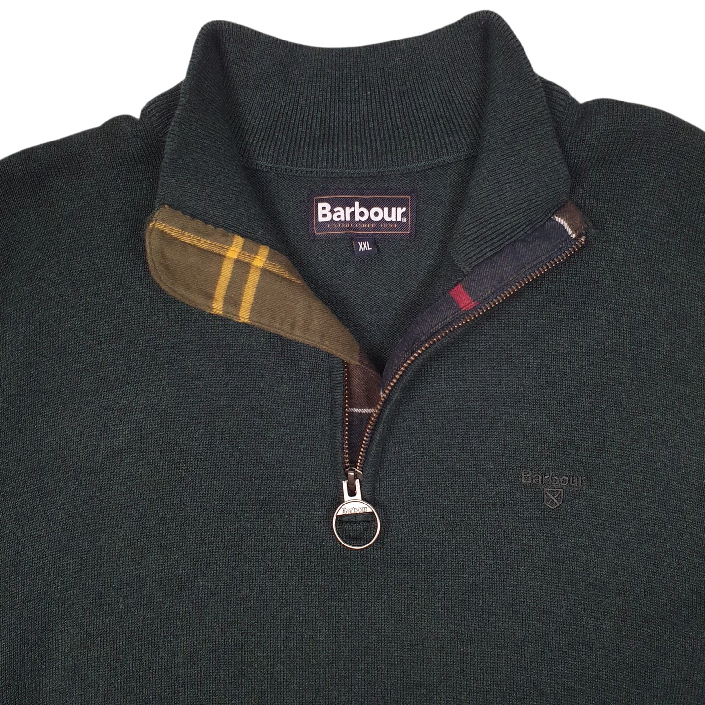 Mens Green Barbour  Quarter Zip Jumper