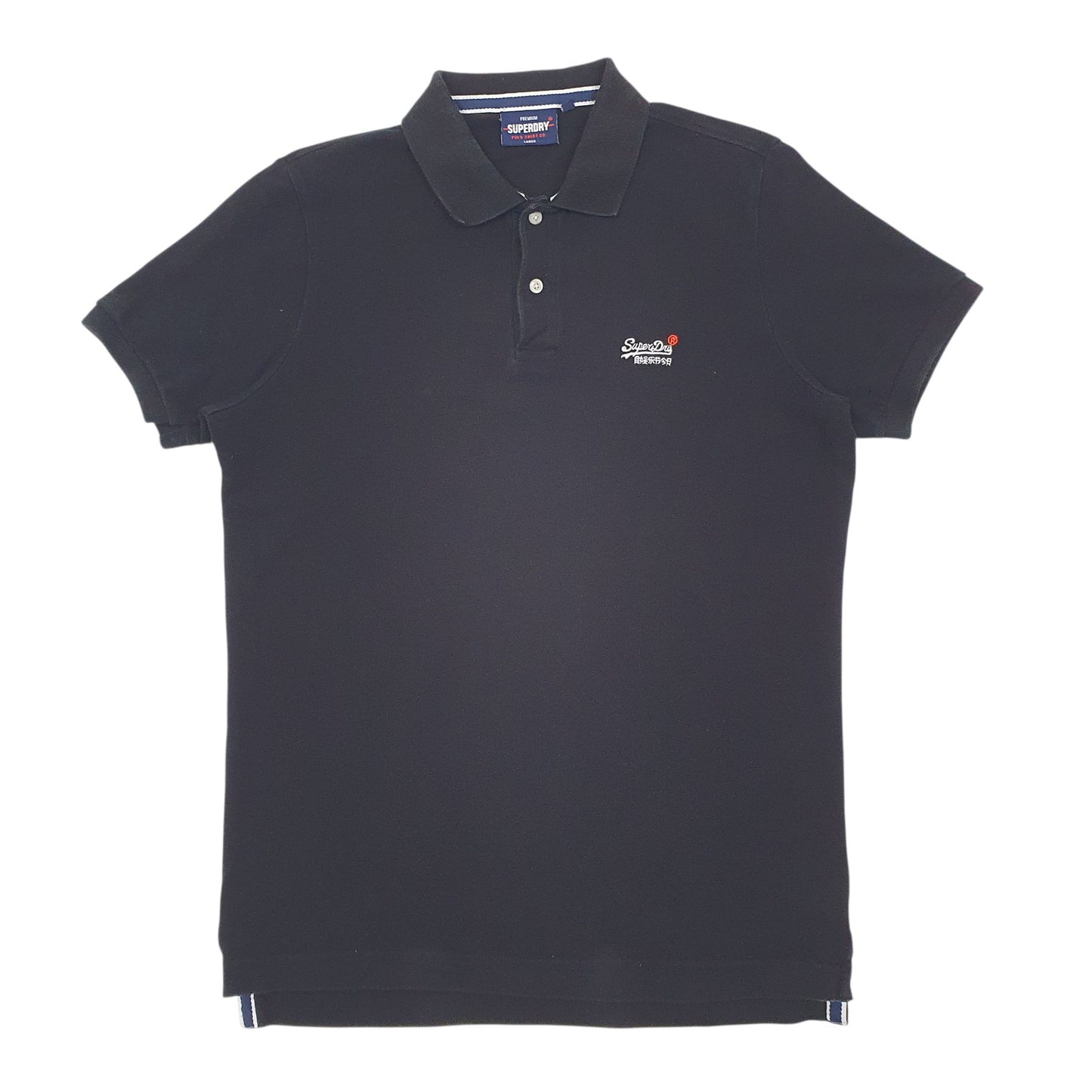 Mens Black Superdry  Short Sleeve Polo Shirt