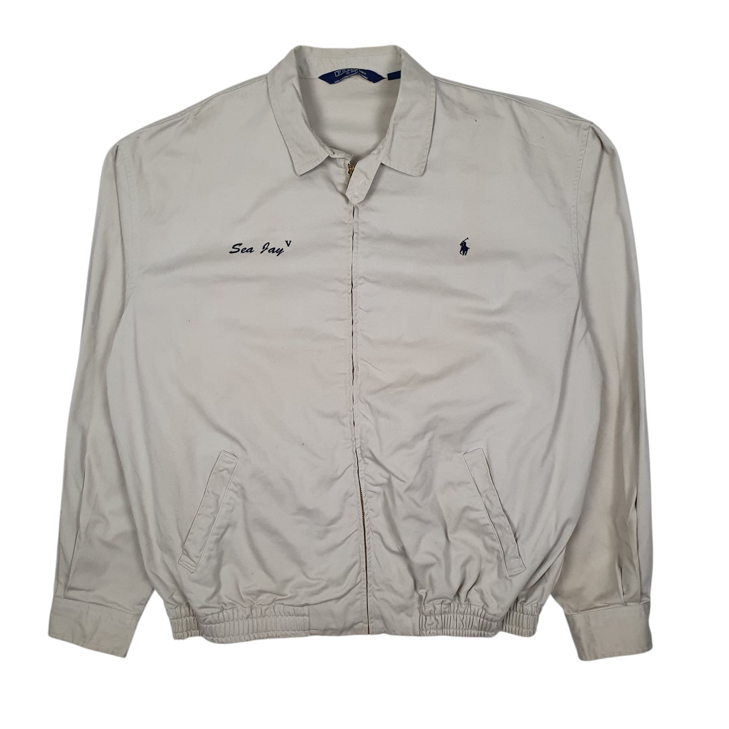 Mens Beige Polo Ralph Lauren Vintage 1980s Hoodie Coat