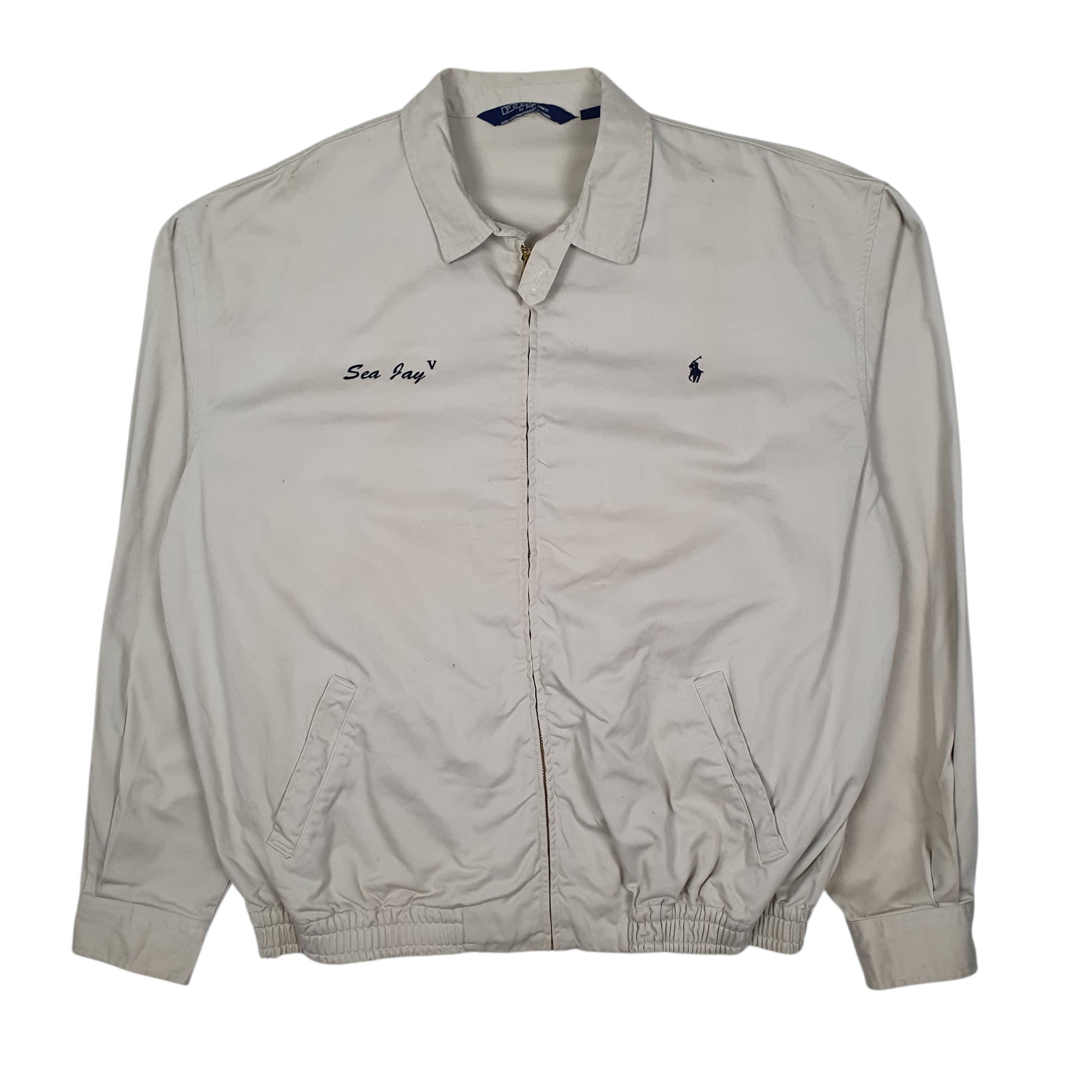 Mens Beige Polo Ralph Lauren Vintage 1980s Hoodie Coat