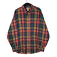 Mens Orange L.L.Bean Thick Flannel Plaid Long Sleeve Shirt