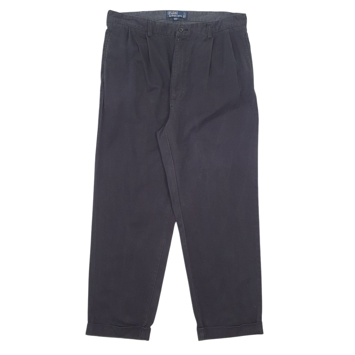 Mens Black Polo Ralph Lauren Hammond Pant Double Pleated 90s Chino Trousers
