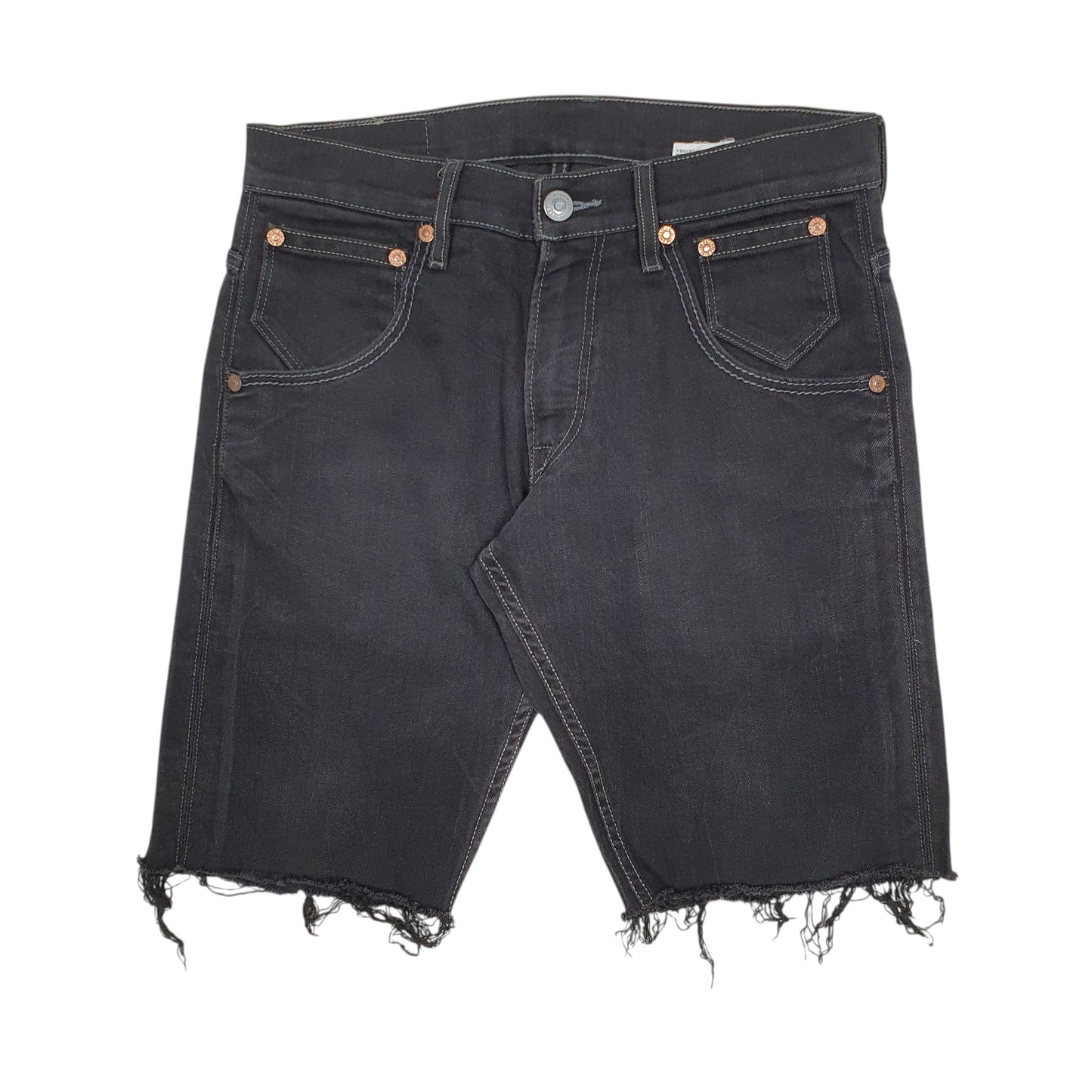 Mens Black Levis 514 Stretch Cut Offs Denim Shorts