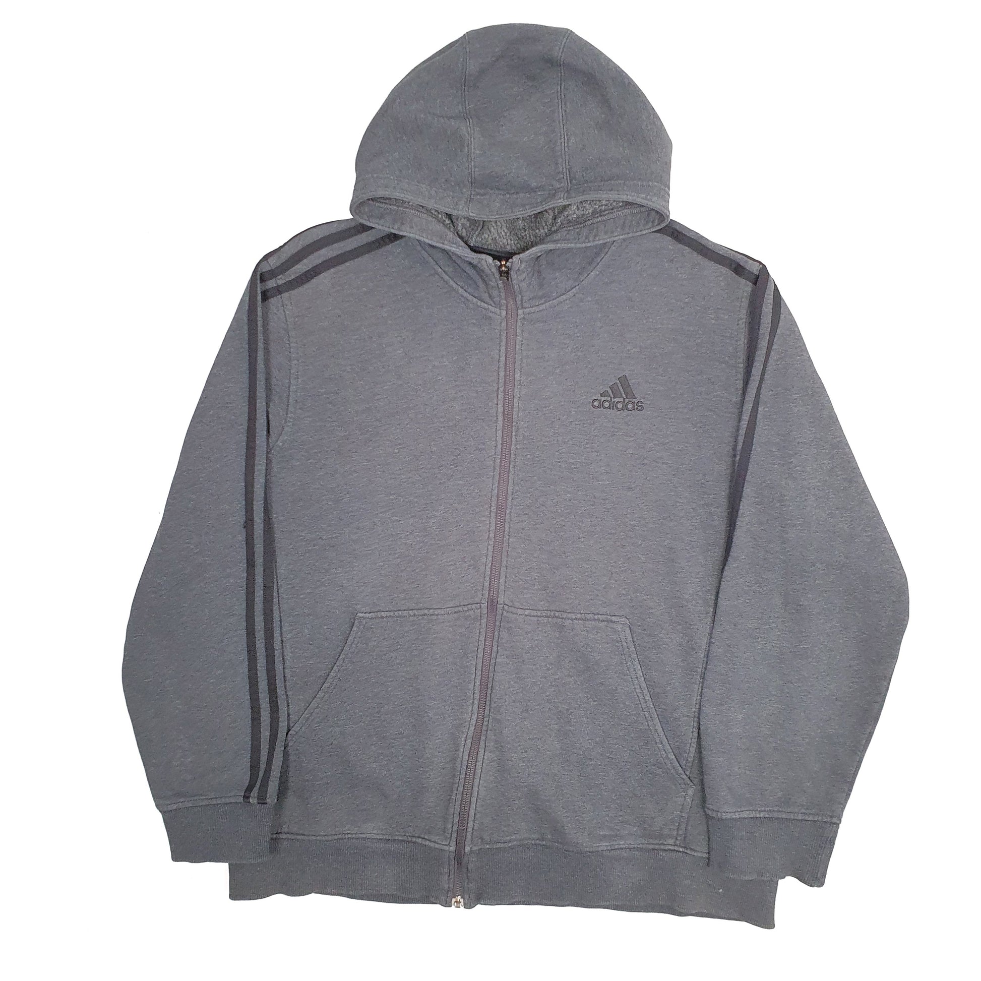 Mens Grey Adidas Hoodie Full Zip Jumper