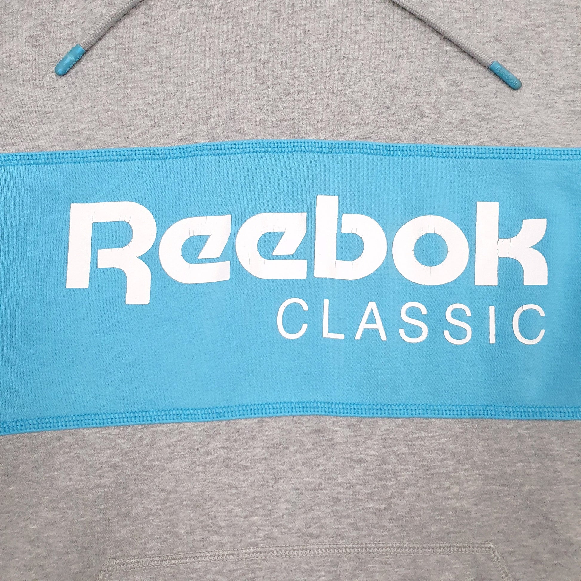 Mens Grey Reebok Spellout Hoodie Jumper