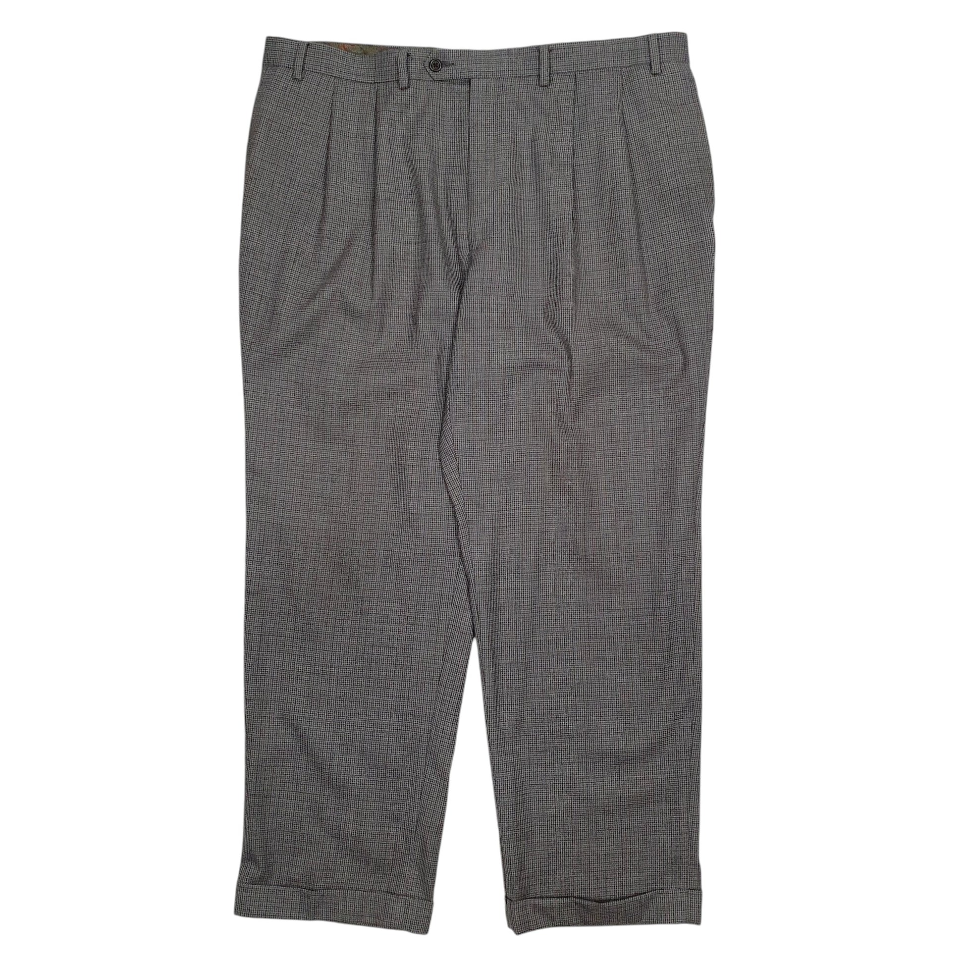 Mens Grey Ralph Lauren Check Houndstooth Formal Trousers