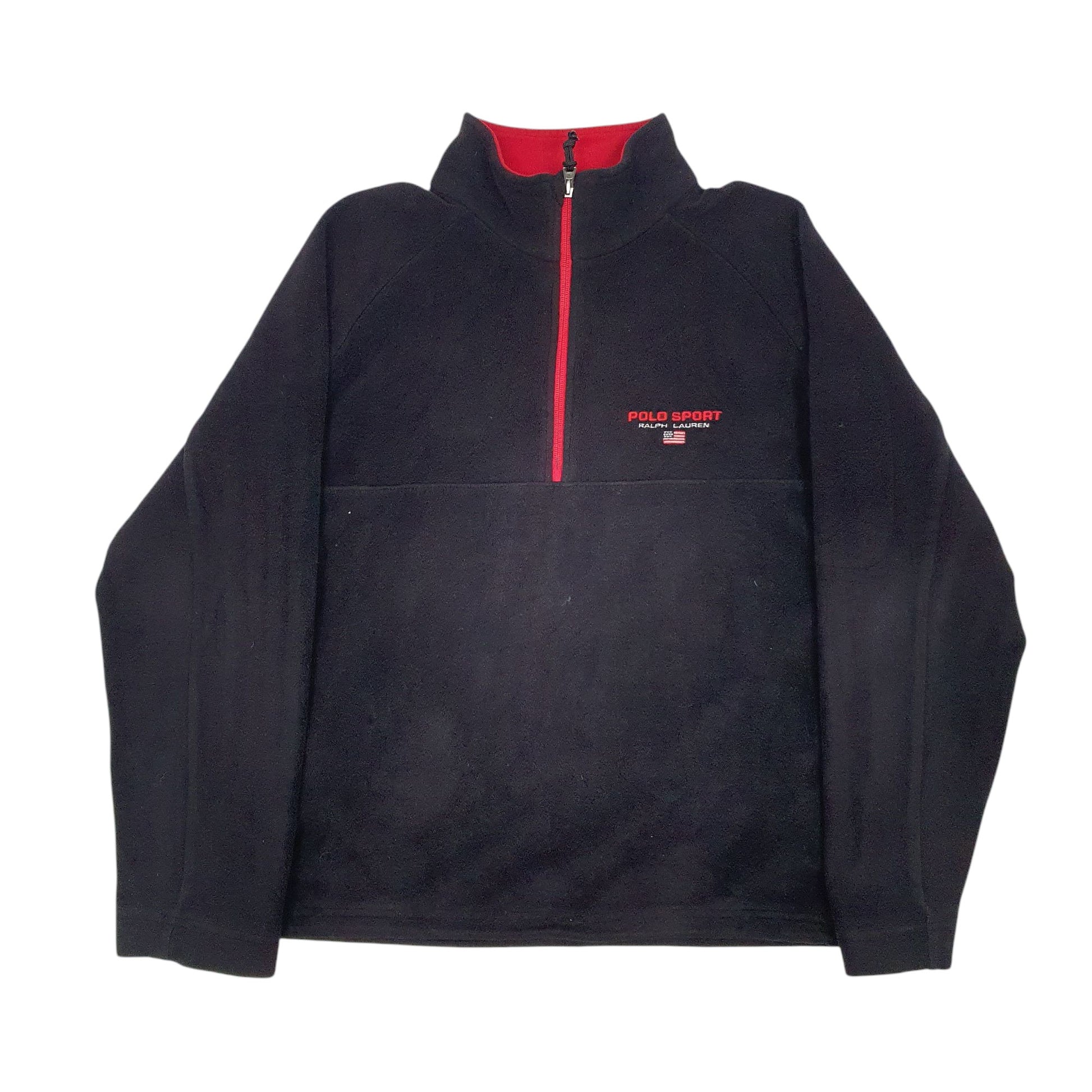 Mens Black Polo Ralph Lauren Vintage Sport Quarter Zip Jumper