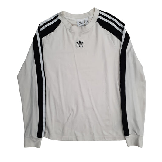 Womens White Adidas Lightweight Crewneck Jumper