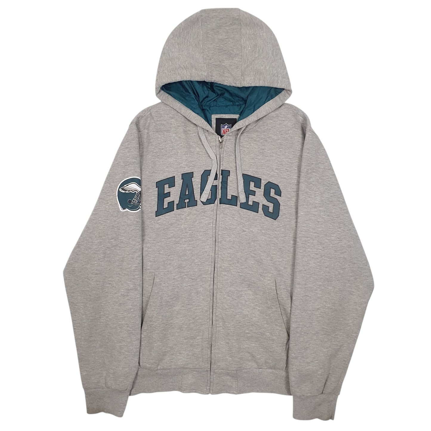 Mens Grey NFL Philadelphia Eagles Spellout Full Zip Jumper