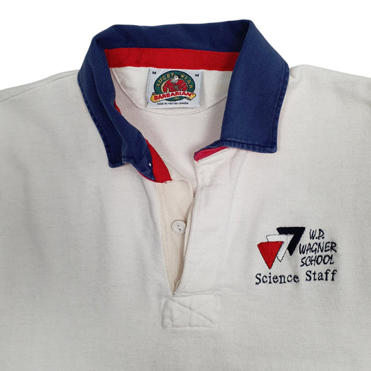 Mens White Barbarian Rugby Quarter Zip Polo Shirt