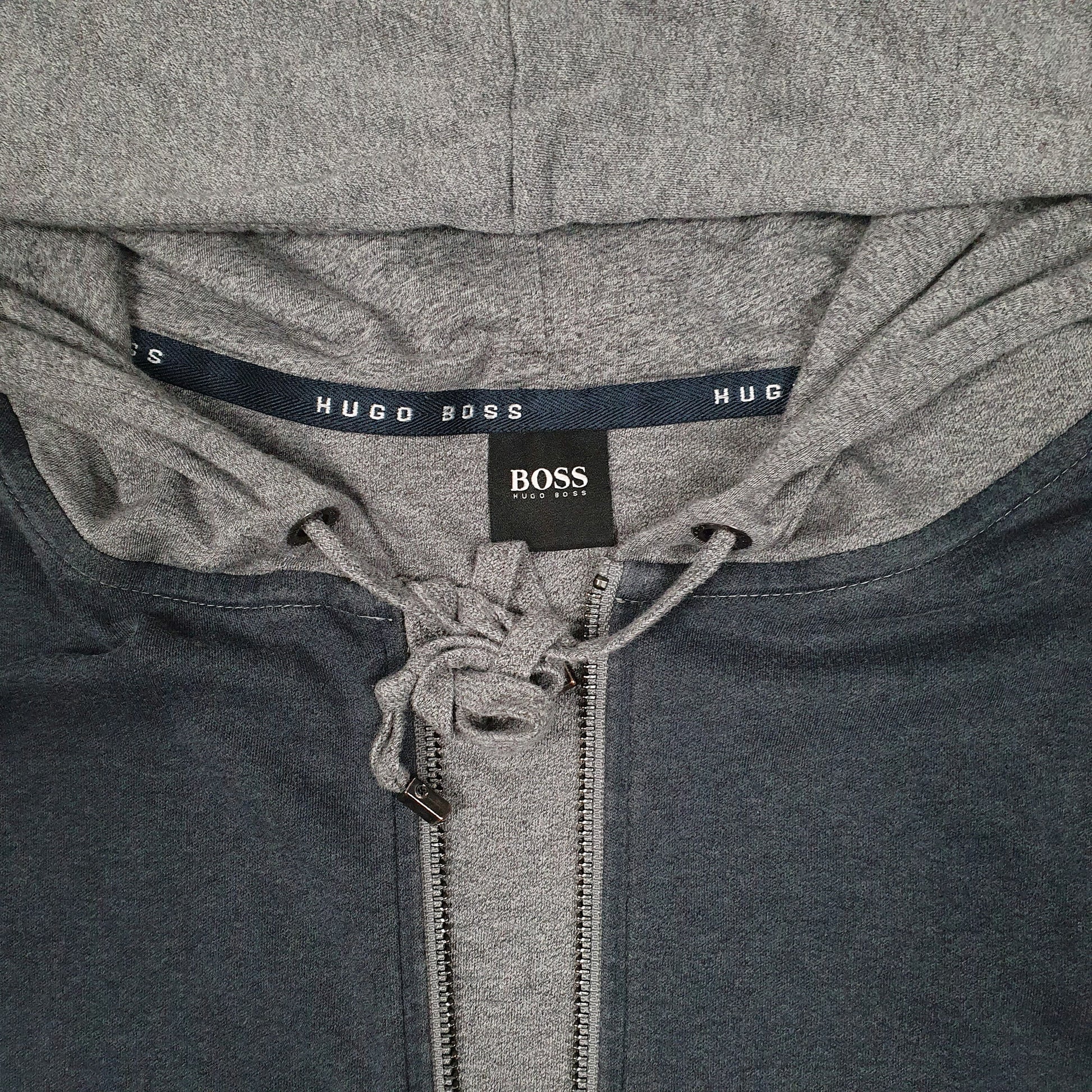 Mens Grey Hugo Boss Hoodie Full Zip Jumper