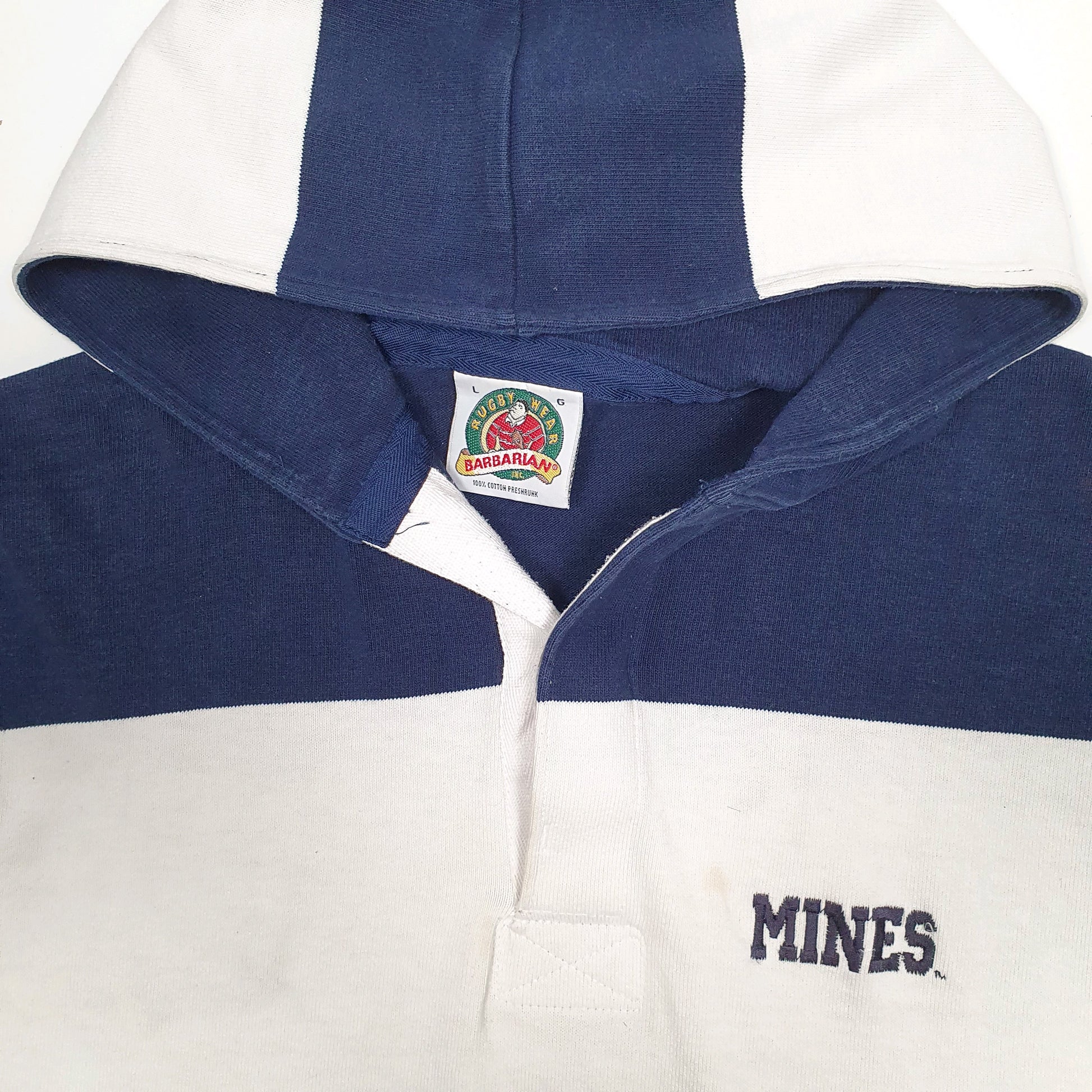 Mens Navy Barbarian Rugby Hoodie Jumper