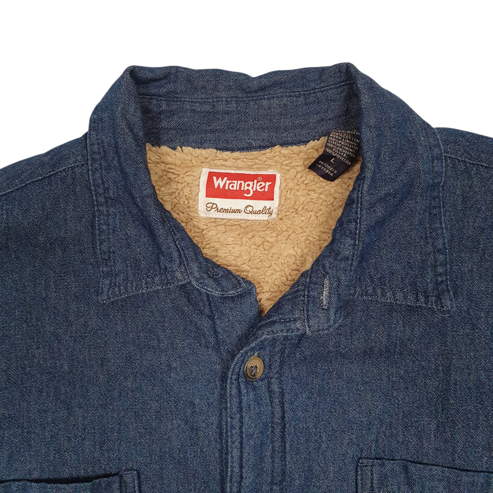 Mens Blue Wrangler Sherpa Lined  Coat