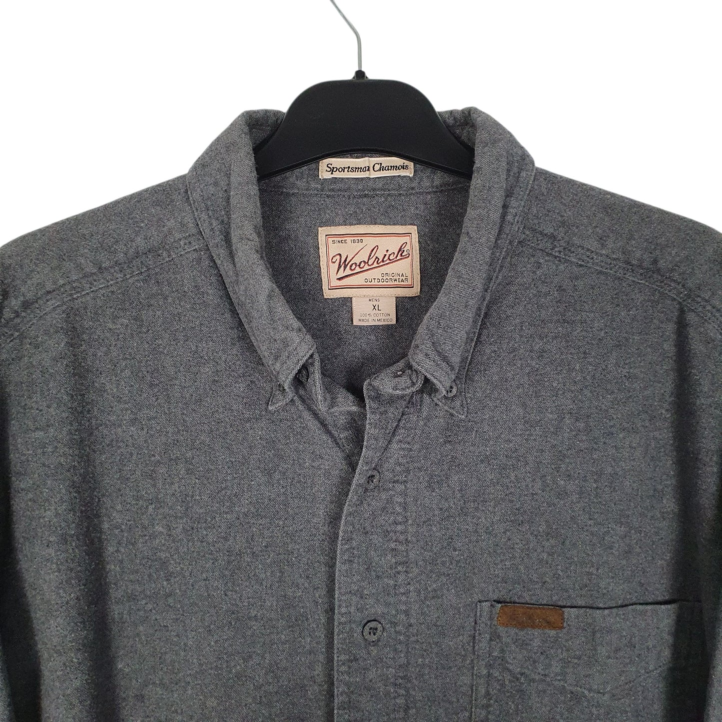 Mens Grey Woolrich Sportsman Chamois  Shirt