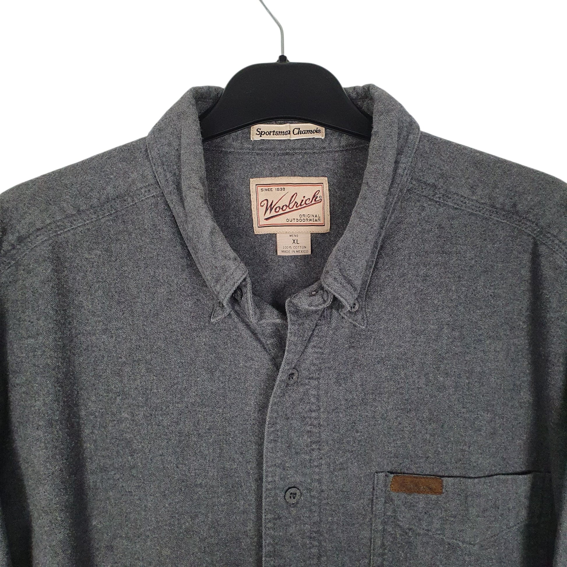 Mens Grey Woolrich Sportsman Chamois  Shirt