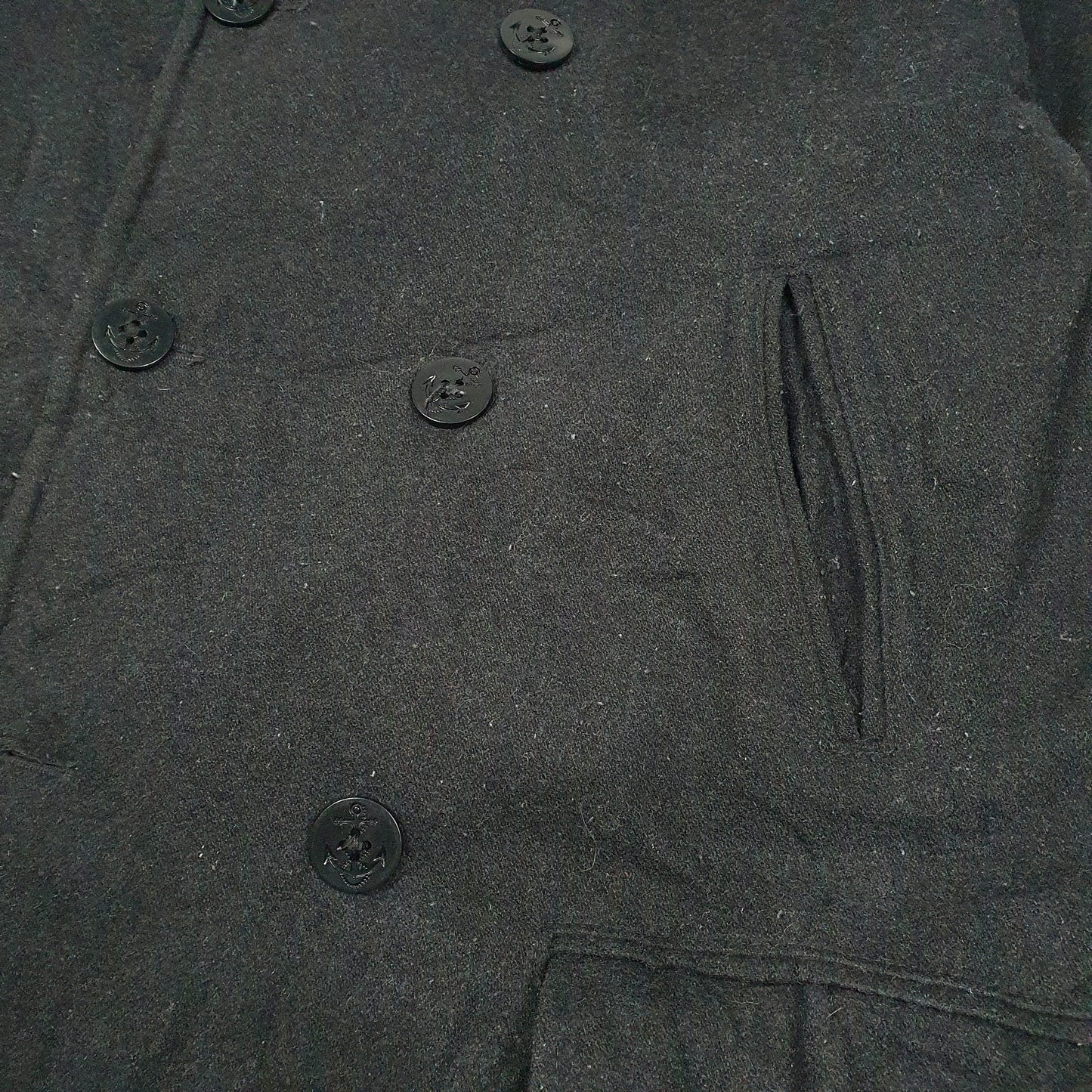 Mens Black Nautica Double Breated Pea  Coat
