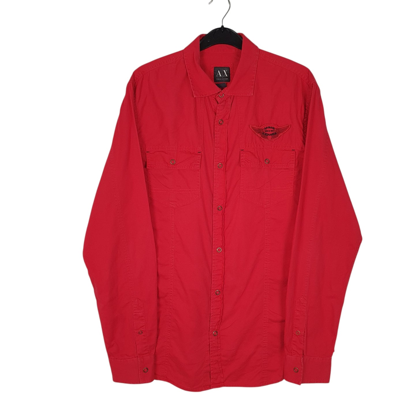 Mens Red Armani Exchange  Long Sleeve Shirt