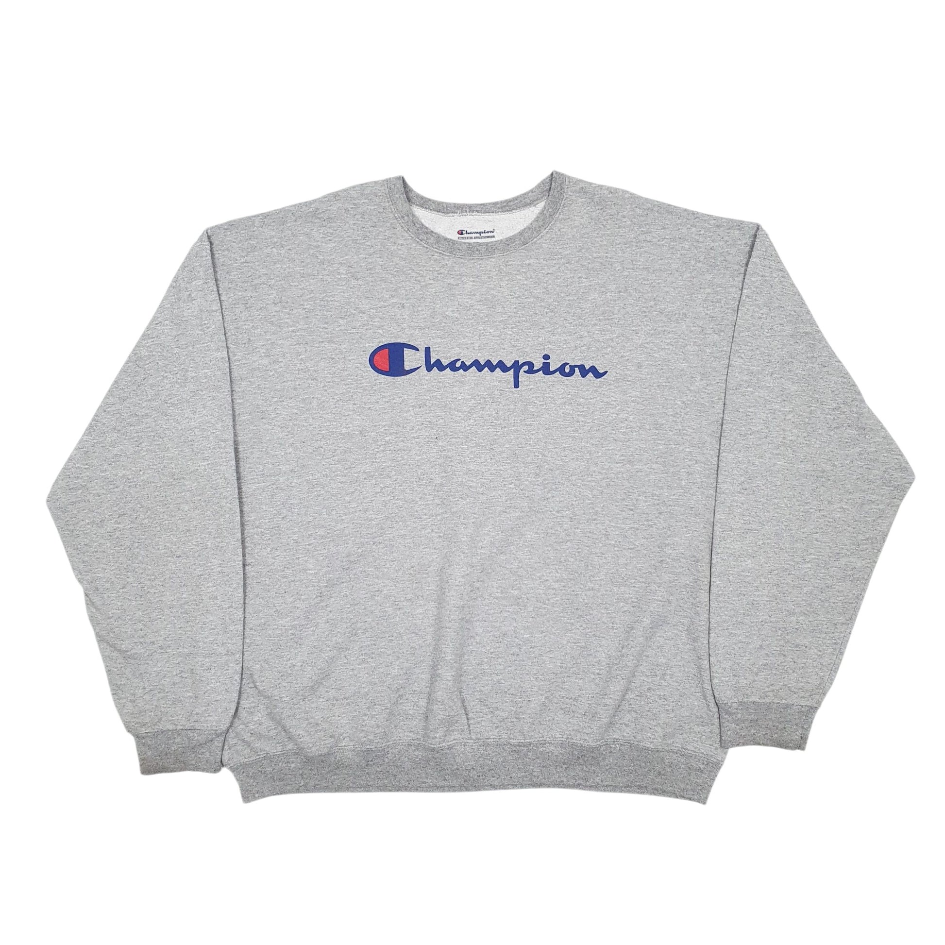 Mens Grey Champion Spellout Crewneck Jumper