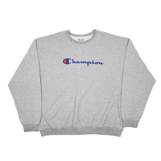 Mens Grey Champion Spellout Crewneck Jumper