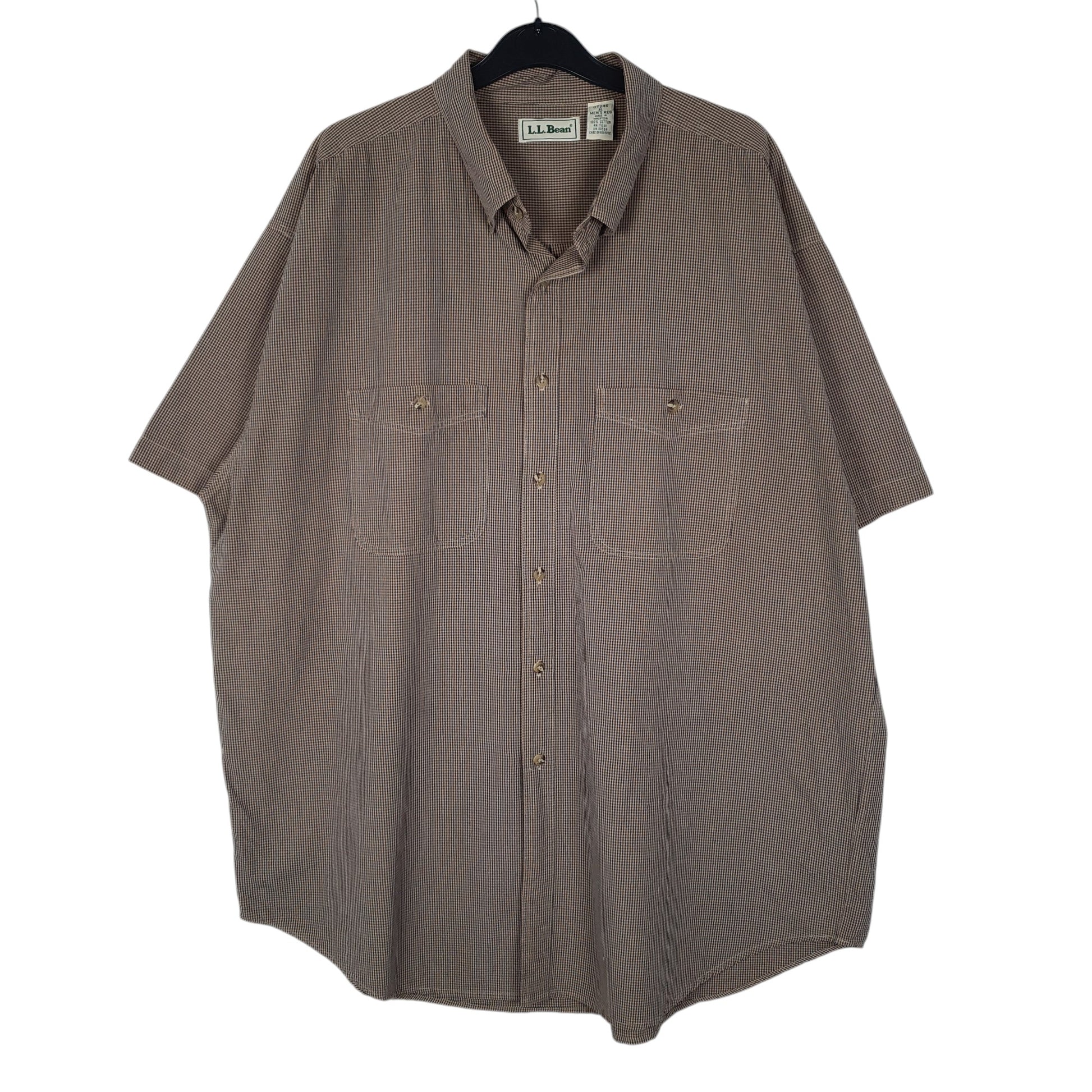 Mens Brown L.L.Bean Vintage 00s Short Sleeve Shirt