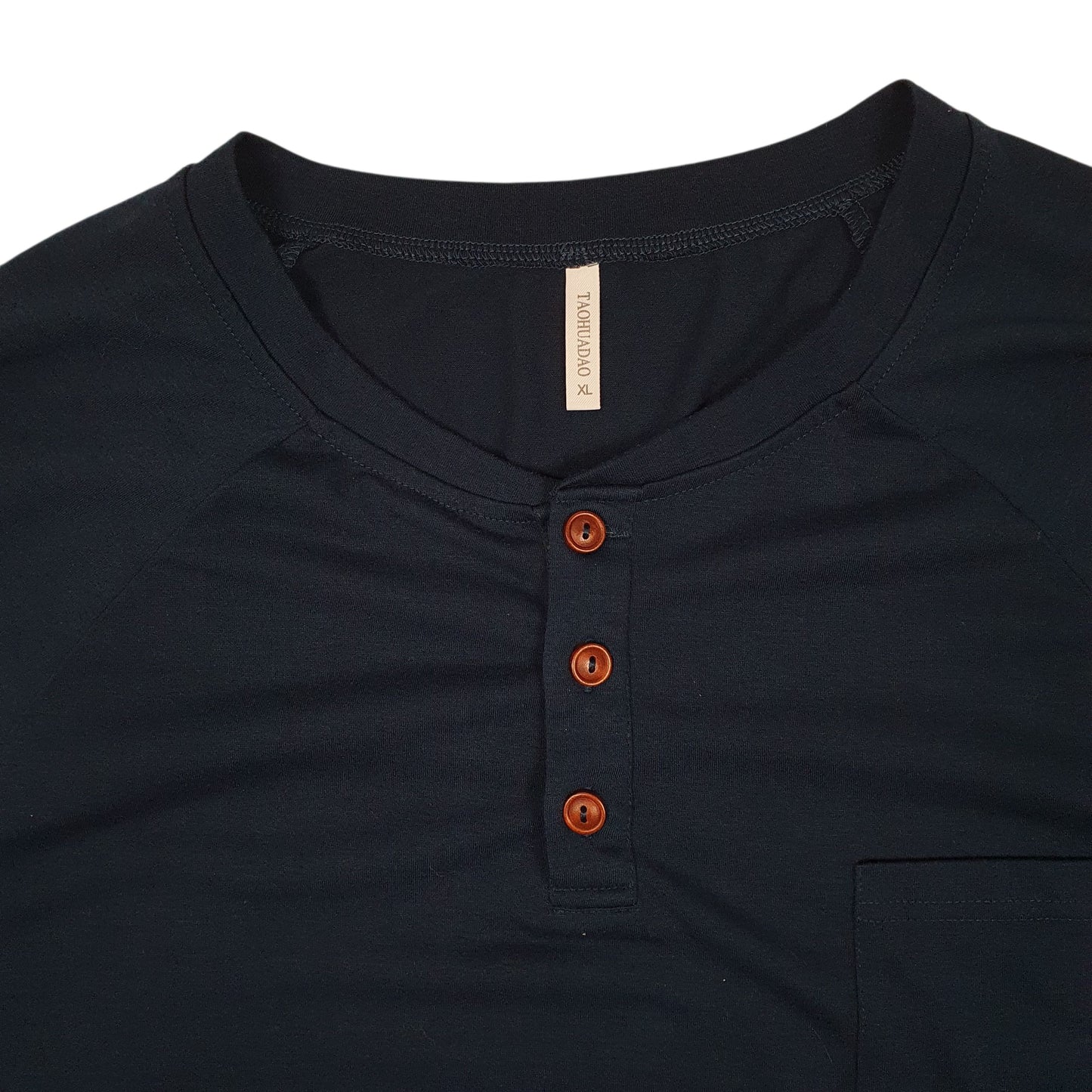Mens Navy Taohuadao Henley  T Shirt