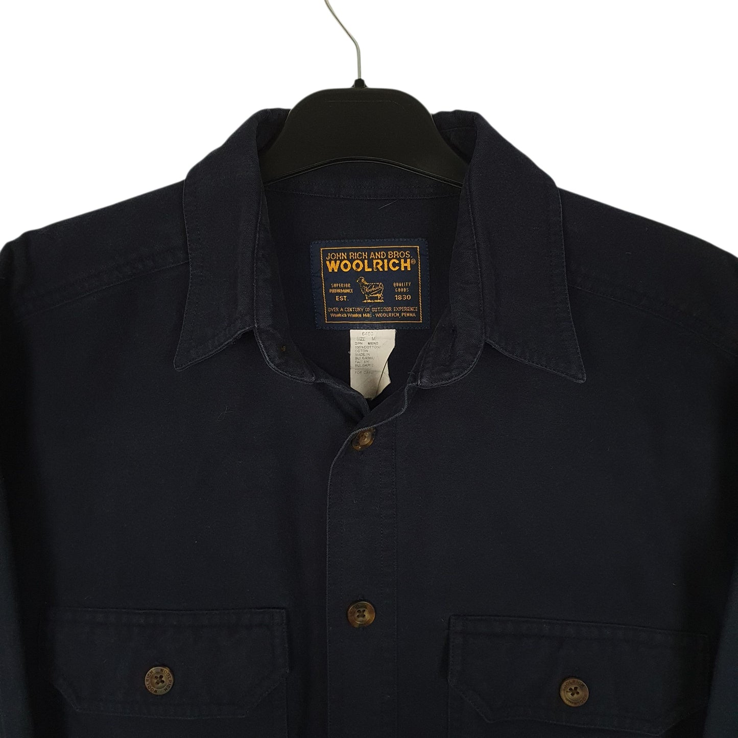Mens Navy Woolrich Thick Chamois  Shirt