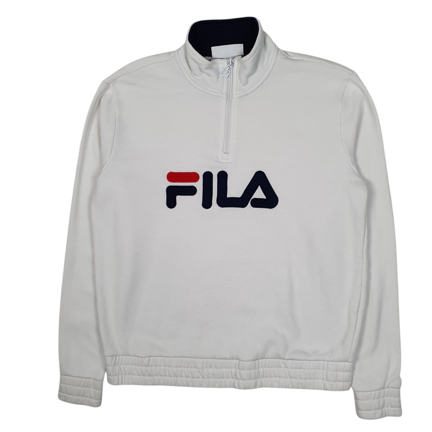 Mens White Fila  Quarter Zip Jumper