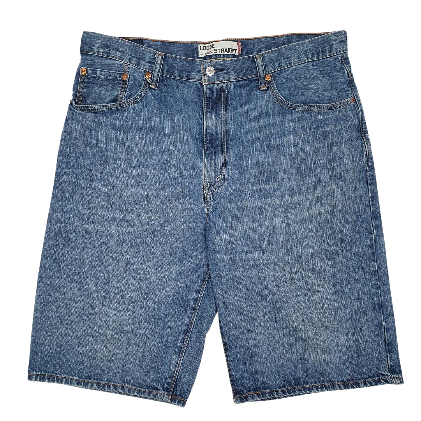 Mens Blue Levis 569 Loose Straight Denim Shorts